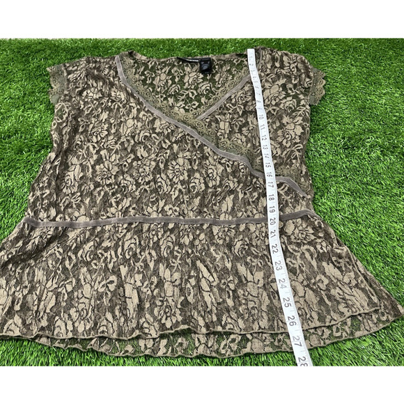 DKNY Lace Blouse in Olive and Cream - Picture 3 of 10